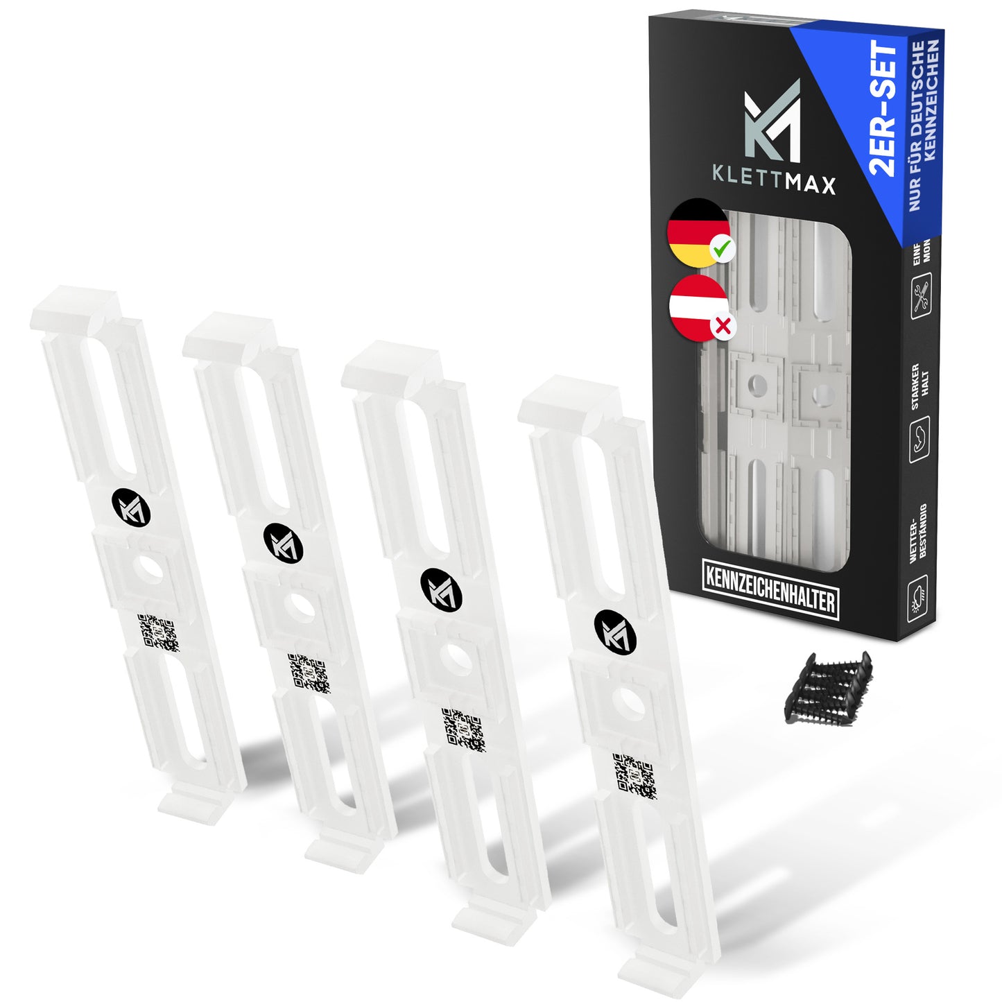 KLETTMAX® - rahmenlose universal Kennzeichenhalter Nummernschildhalter für KFZ´s