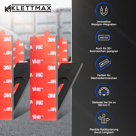 Klettmax® Magnetischer Kennzeichen-Halter: Für 3D und ALU
